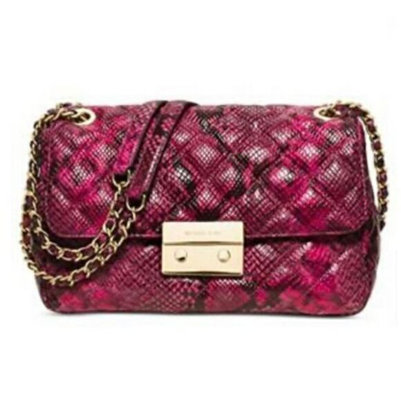 MICAHEL Michael Kors RETAIL Fucshia Snakeskin Crossbody - Picture 2 of 16